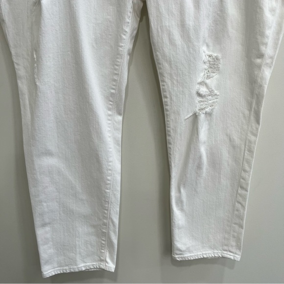 POINT SUR J. Crew High Rise Slim Boy Distressed White Jeans Plus Size 37 US 22 - Picture 7 of 16